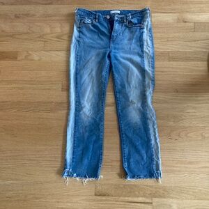 Two Toned Distressed light wash straight leg Jeans